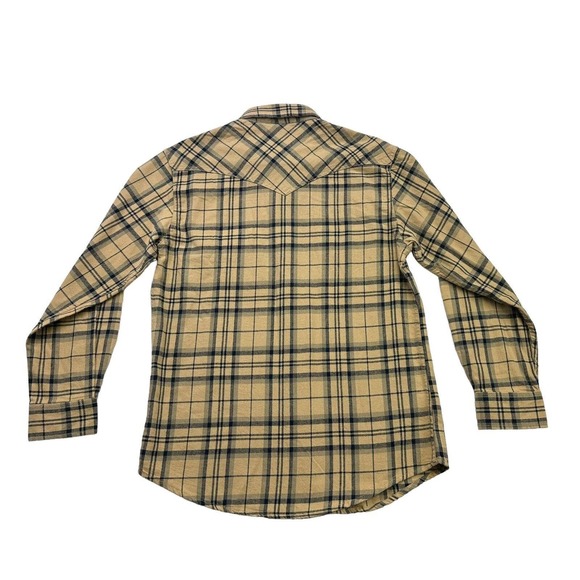 Coevals Club Western Shirt Mens Small S Brown Gray Plaid Flannel Pearl Snap - Picture 2 of 12